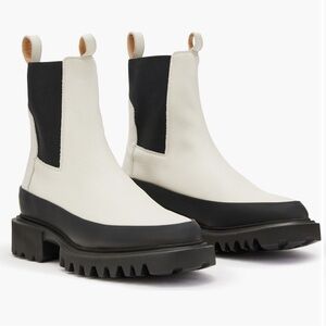 New All Saints Harlee Chelsea Leather Boots White Leather Sz 39 9